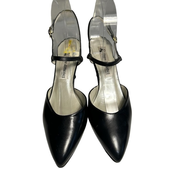 Pepe Jimenez Black Leather Ankle Strap Heels Sz 8.5 - Picture 2 of 13